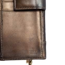 مملوكة مسبقًا محفظة كونتيننتال غوتشي حلية قلب جلد غوتشيسيما بني