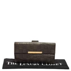 Gucci Dark Brown Guccissima Leather Flap Continental Wallet