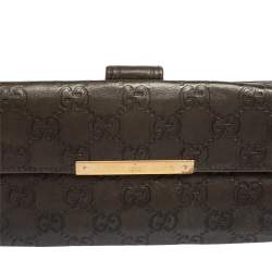 Gucci Dark Brown Guccissima Leather Flap Continental Wallet