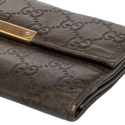 Gucci Dark Brown Guccissima Leather Flap Continental Wallet