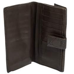 Gucci Dark Brown Guccissima Leather Flap Continental Wallet