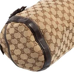 Pre Owned Gucci Beige/Brown GG Canvas and Leather Small Trophy Tote