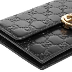 Gucci Black Signature Leather Icon Wallet On Chain