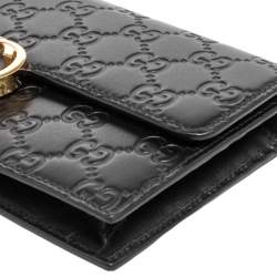 Gucci Black Signature Leather Icon Wallet On Chain