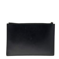 Pre Owned Gucci Black Leather Gucci Ghost Zip Pouch