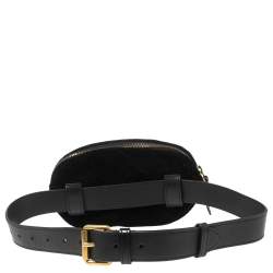 Pre Owned Gucci Black Matelassé Velvet GG Marmont Belt Bag