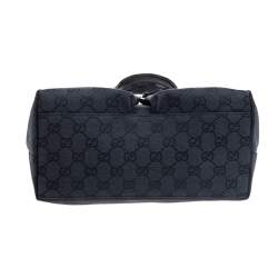 مملوكة مسبقًا Gucci Black GG Canvas and Leather Double Pocket Tote 