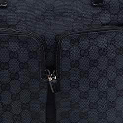 مملوكة مسبقًا Gucci Black GG Canvas and Leather Double Pocket Tote 
