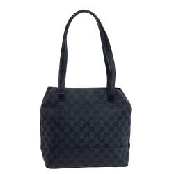 مملوكة مسبقًا Gucci Black GG Canvas and Leather Double Pocket Tote 