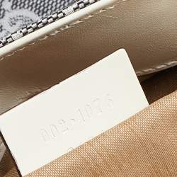 مملوكة مسبقًا حقيبة يد توتس غوتشي جلد وكانفاس جي جي رصاصي/أبيض جيب مزدوج