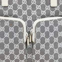 مملوكة مسبقًا حقيبة يد توتس غوتشي جلد وكانفاس جي جي رصاصي/أبيض جيب مزدوج