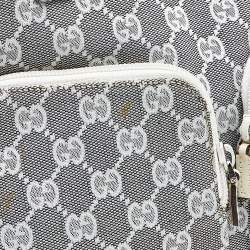 مملوكة مسبقًا حقيبة يد توتس غوتشي جلد وكانفاس جي جي رصاصي/أبيض جيب مزدوج