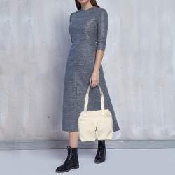 Pre Owned حقيبة يد توتس غوتشي جلد وكانفاس جي جي أوف وايت جيب مزدوج