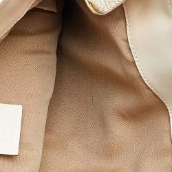 Pre Owned حقيبة يد توتس غوتشي جلد وكانفاس جي ج ي أوف وايت جيب مزدوج