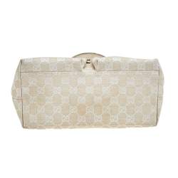 Pre Owned حقيبة يد توتس غوتشي جلد وكانفاس جي جي أوف وايت جيب مزدوج