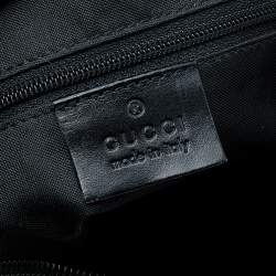 Pre Owned Gucci Black GG Nylon and Leather Double Pocket Hobo