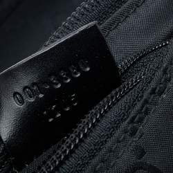 Pre Owned Gucci Black GG Nylon and Leather Double Pocket Hobo