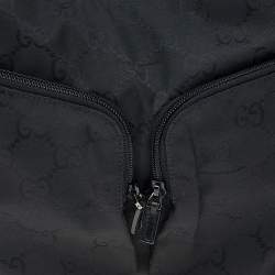 Pre Owned Gucci Black GG Nylon and Leather Double Pocket Hobo