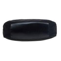 Pre Owned Gucci Black Nylon and Leather Bamboo Handle Hobo