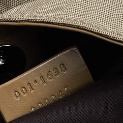 Pre Owned Gucci Khaki Nylon and Leather Bamboo Handle Hobo