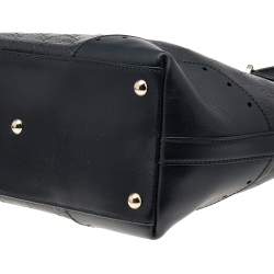 Pre Owned حقيبة يد توتس غوتشي بونش جلد غوتشيسيما أسود متوسطة