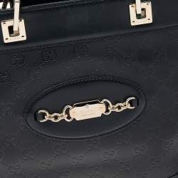 Pre Owned حقيبة يد توتس غوتشي بونش جلد غوتشيسيما أسود متوسطة