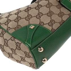 Pre Owned Gucci Brown/Beige GG Canvas and Leather Small Bardot Hobo