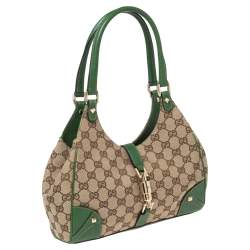 Pre Owned Gucci Brown/Beige GG Canvas and Leather Small Bardot Hobo