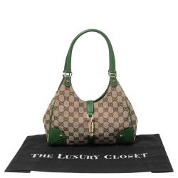 Pre Owned Gucci Brown/Beige GG Canvas and Leather Small Bardot Hobo