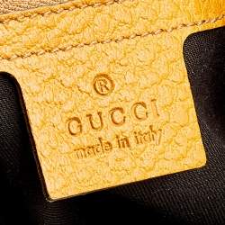 Gucci Yellow Leather Bamboo Top handle Bag