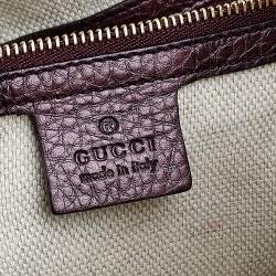 Pre Owned Gucci Metallic Burgundy Leather Soho Large Chain Shoulder Bag