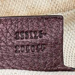 Pre Owned Gucci Metallic Burgundy Leather Soho Large Chain Shoulder Bag