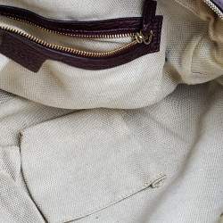 Pre Owned Gucci Metallic Burgundy Leather Soho Large Chain Shoulder Bag