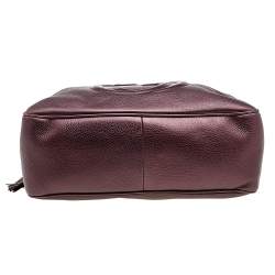 Pre Owned Gucci Metallic Burgundy Leather Soho Large Chain Shoulder Bag