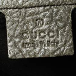 Pre Owned Gucci Beige/Olive Green GG Canvas and Leather Bamboo Bar Hobo