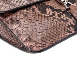 مملوكة مسبقًا Gucci Beige/Dark Brown Python Leather Jackie Crossbody Bag