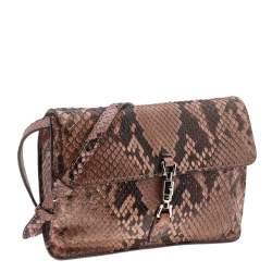 مملوكة مسبقًا Gucci Beige/Dark Brown Python Leather Jackie Crossbody Bag