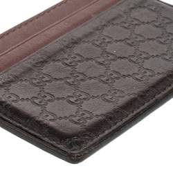 Pre Owned Gucci Red/Black Microguccissima Leather Card Holder