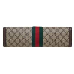 Pre Owned Gucci Beige/Ebony GG Supreme Canvas and Leather Medium Ophidia Shoulder Bag