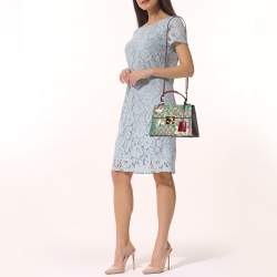 Pre Owned Gucci Multicolor GG Supreme Canvas Padlock Top Handle Bag 