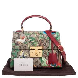 Pre Owned Gucci Multicolor GG Supreme Canvas Padlock Top Handle Bag 