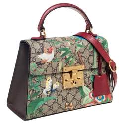 Pre Owned Gucci Multicolor GG Supreme Canvas Padlock Top Handle Bag 