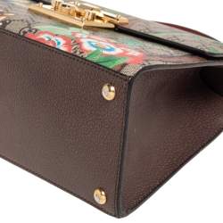 Pre Owned Gucci Multicolor GG Supreme Canvas Padlock Top Handle Bag 