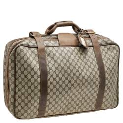 Gucci Beige/Brown GG Supreme Canvas And Leather Vintage Suitcase