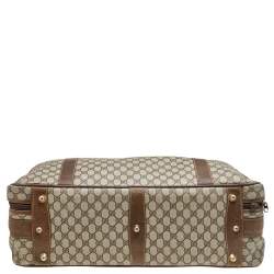 Gucci Beige/Brown GG Supreme Canvas And Leather Vintage Suitcase