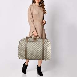 Gucci Beige/Brown GG Supreme Canvas And Leather Vintage Suitcase