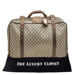 Gucci Beige/Brown GG Supreme Canvas And Leather Vintage Suitcase