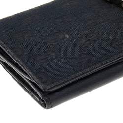 مملوكة مسبقًا محفظة غوتشي جاكي جلد وكانفاس جي جي سوداء طويلة