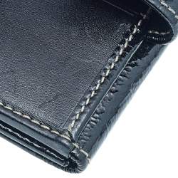 مملوكة مسبقًا محفظة غوتشي جي جي ويب بريت جلد أسود لامع مضغوطة