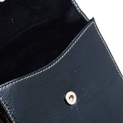 مملوكة مسبقًا محفظة غوتشي جي جي ويب بريت جلد أسود لامع مضغوطة